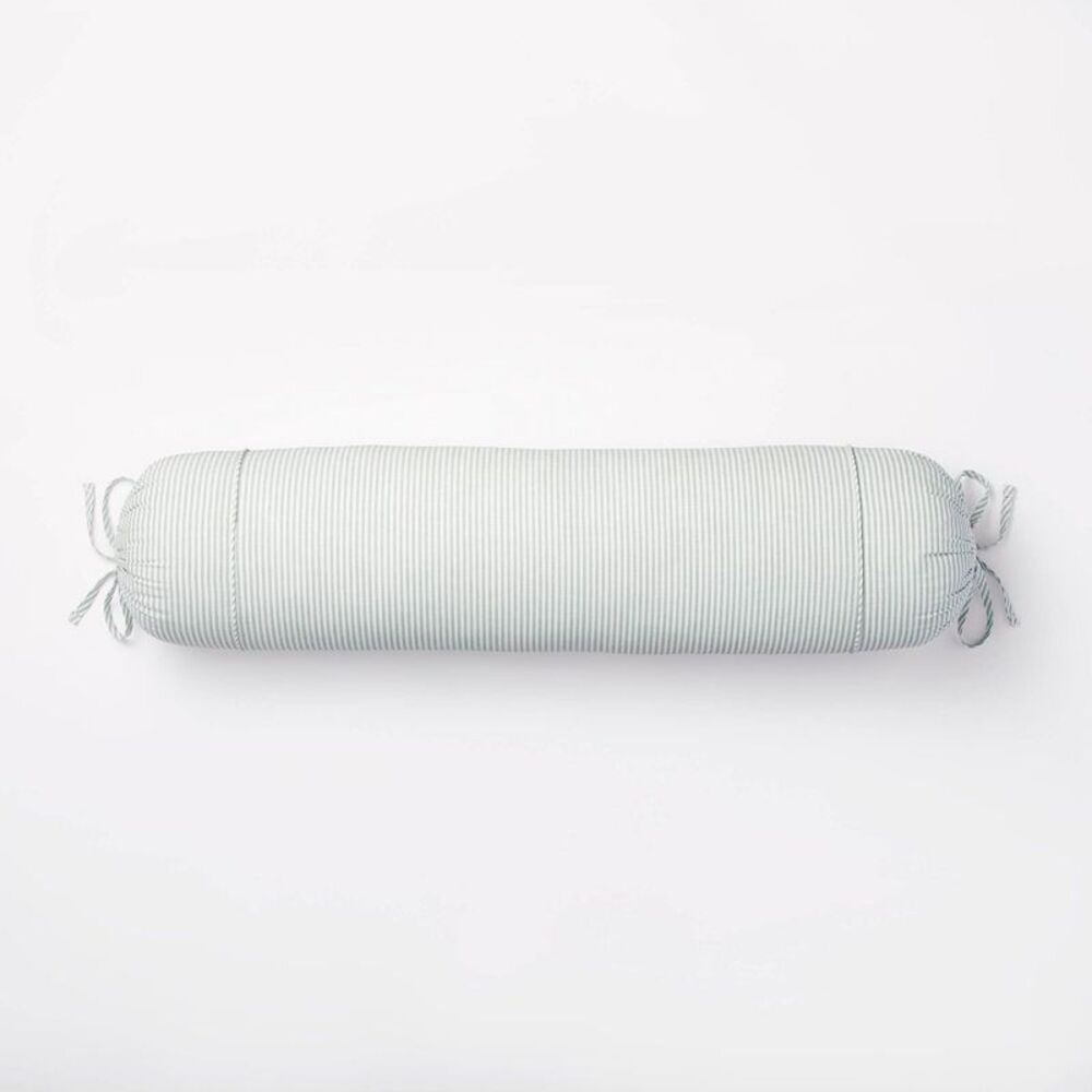 Oversized Bolster Cylinder Throw Pillow - White/Teal - Studio McGee